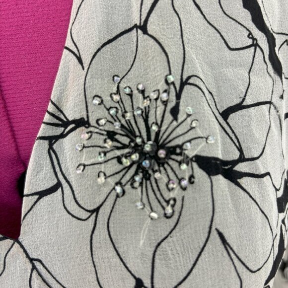 ECI New York Flower Pattern Beaded Sheer Dress Silk - Picture 6 of 8